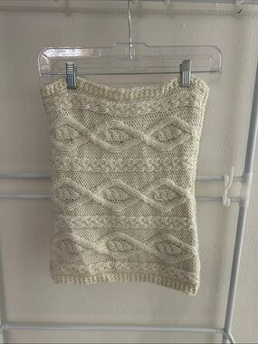 H&M Cream Cable Knit Tube Scarf Wrap
